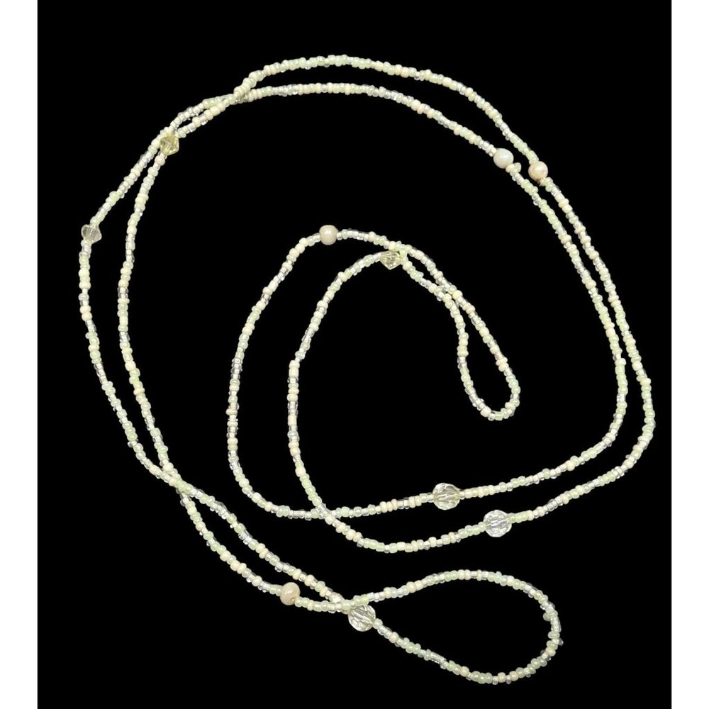 Simple Casual Cream Glass Beaded Necklace